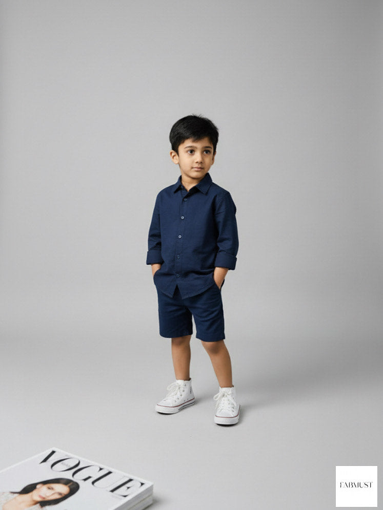 Navy Blue button down cotton shirt