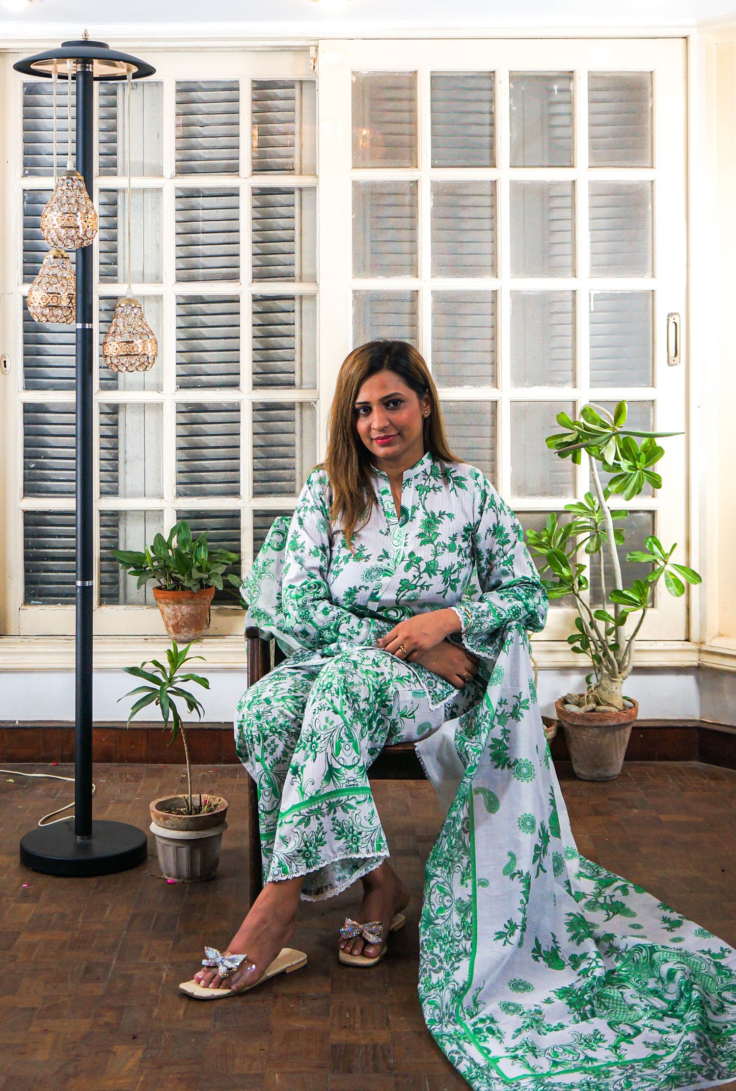 Flora Green Dupatta