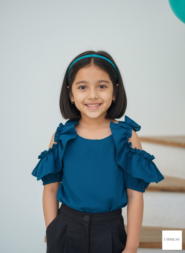 Teal Top & Pleated Wide Leg Pants